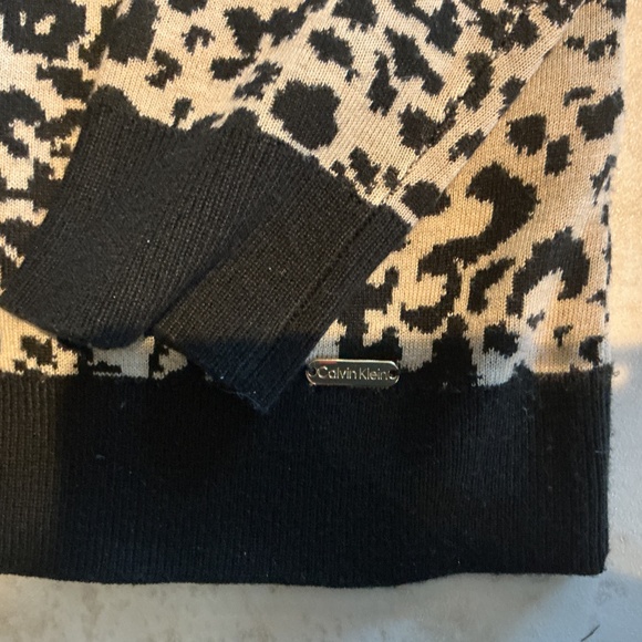 Calvin Klein Sweater Women S Leopard Print Preppy Pullover Classic Designer Glam - Picture 4 of 10